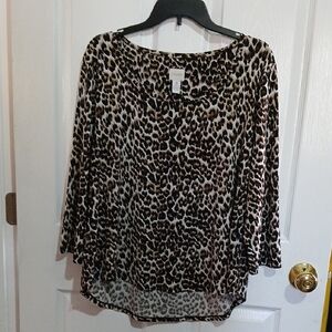 Chico's Leopard Print Blouse - Black and Brown